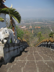 View down huge staircase in Asia