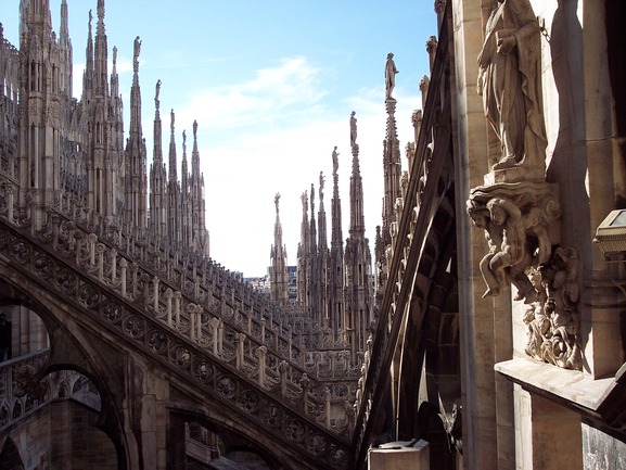 Spires atop a church in Europe