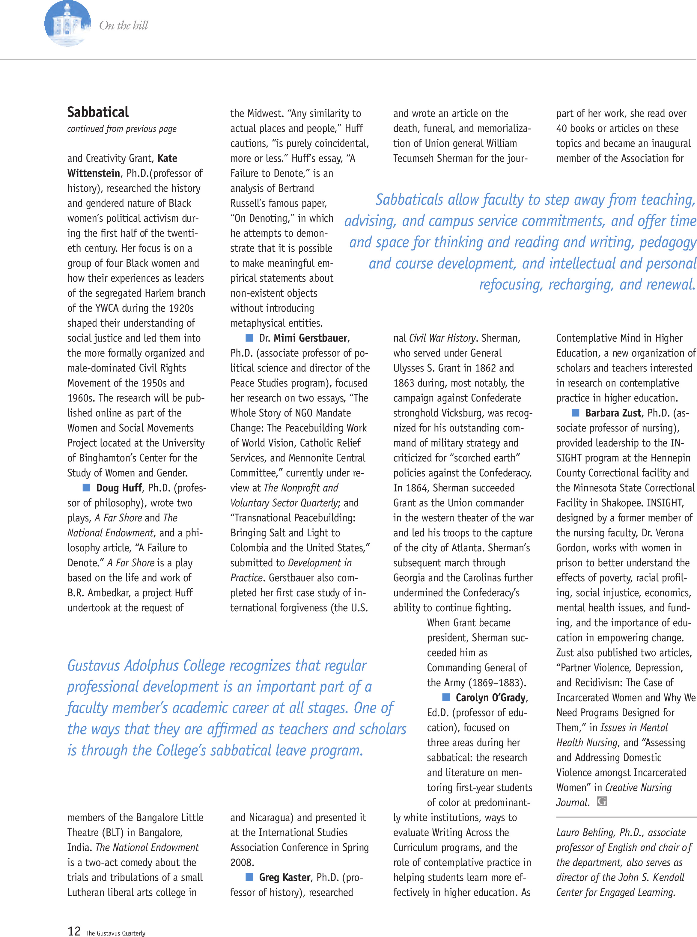 quarterly page