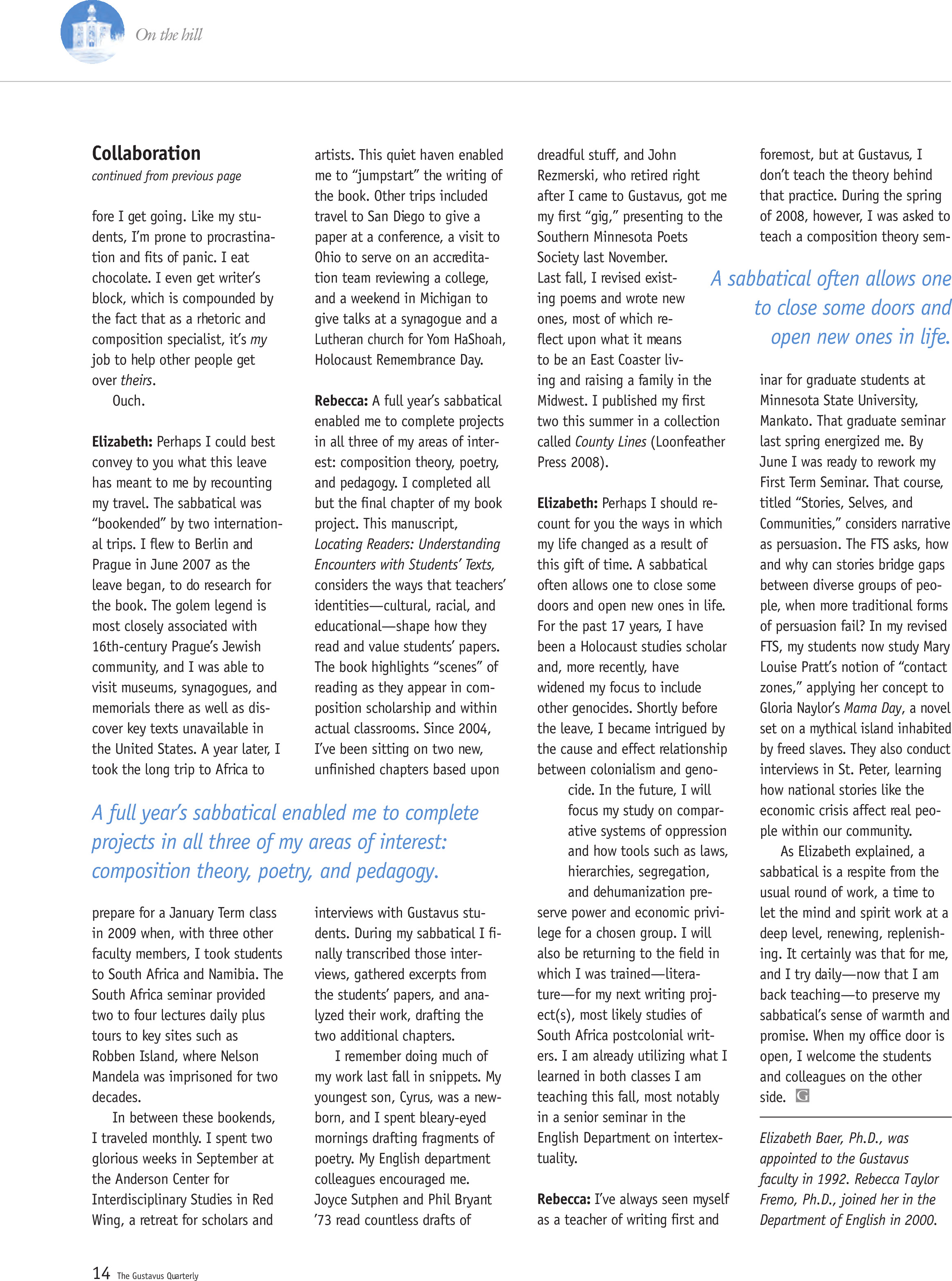 quarterly page
