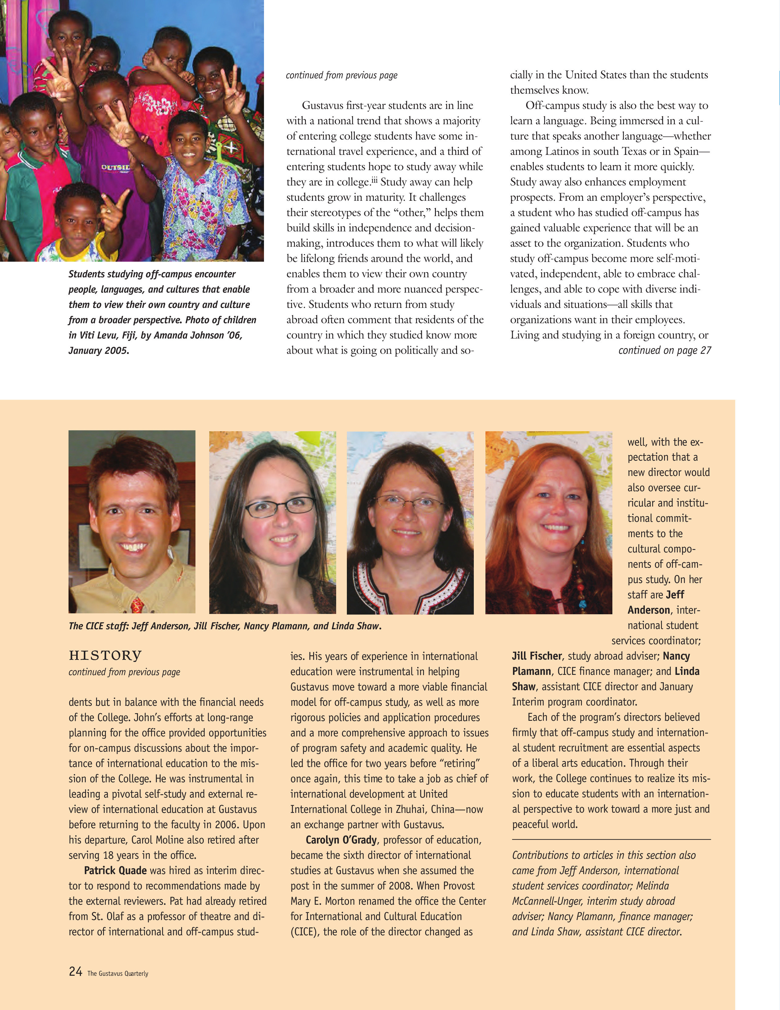 quarterly page