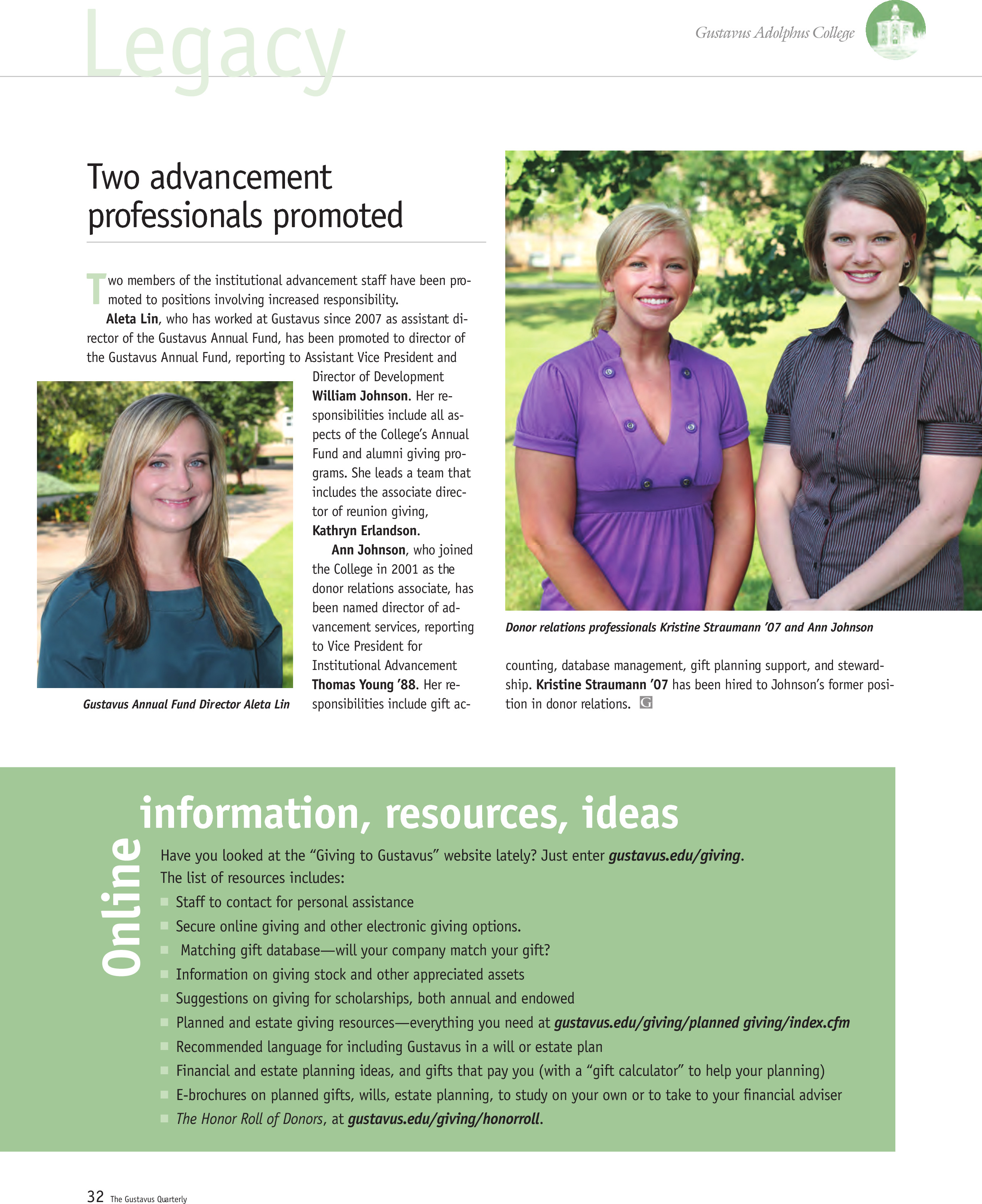 quarterly page