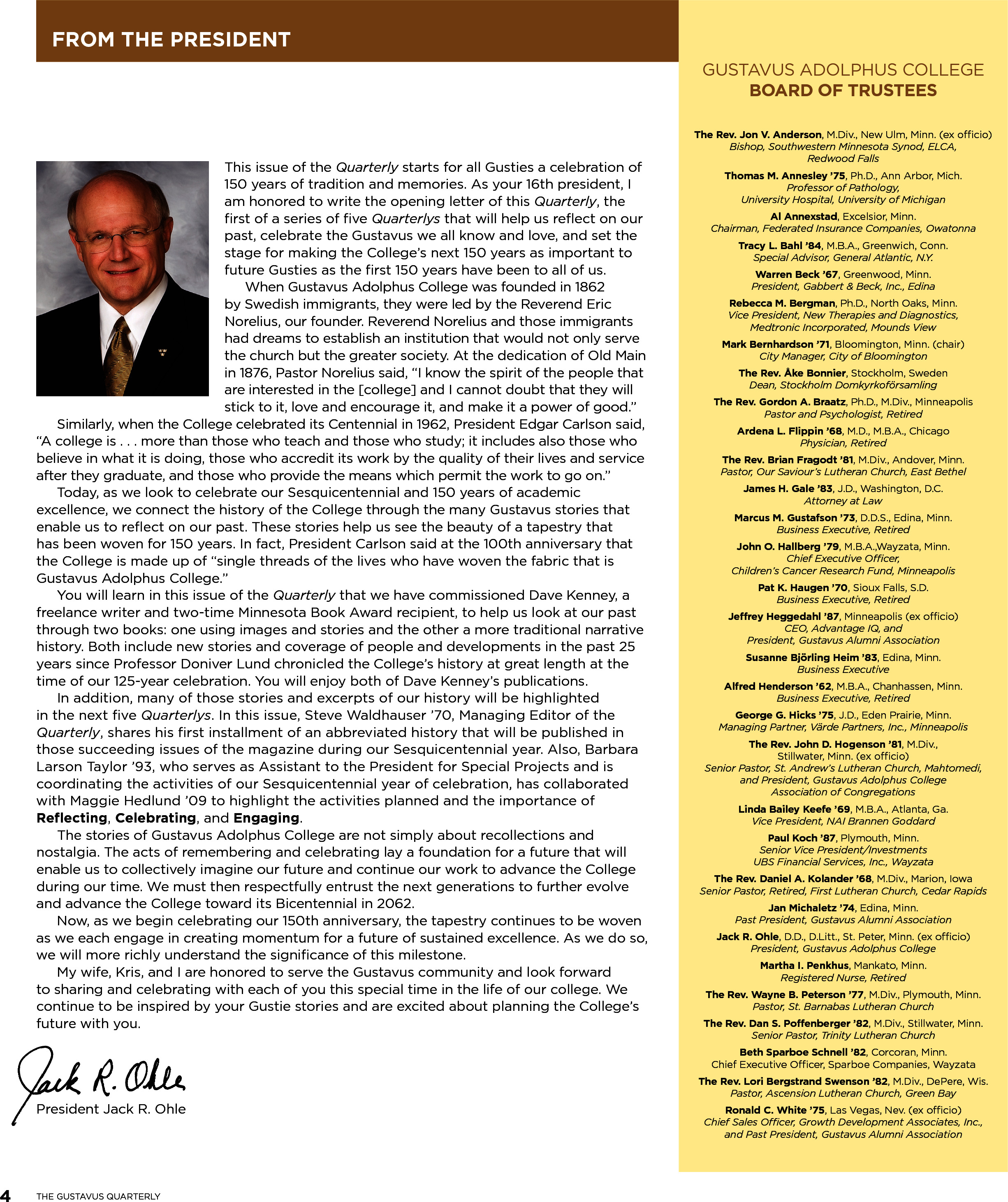 quarterly page