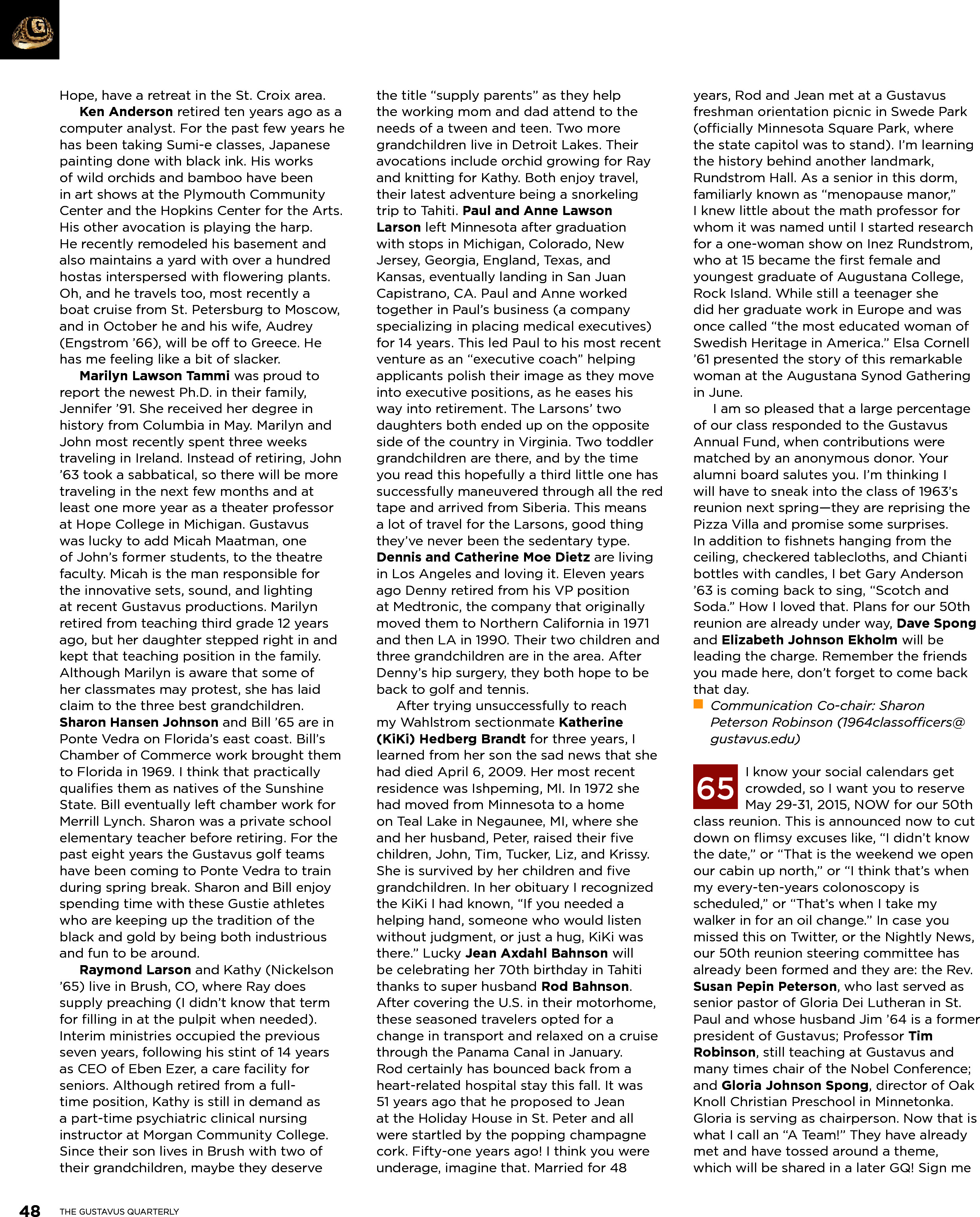 quarterly page