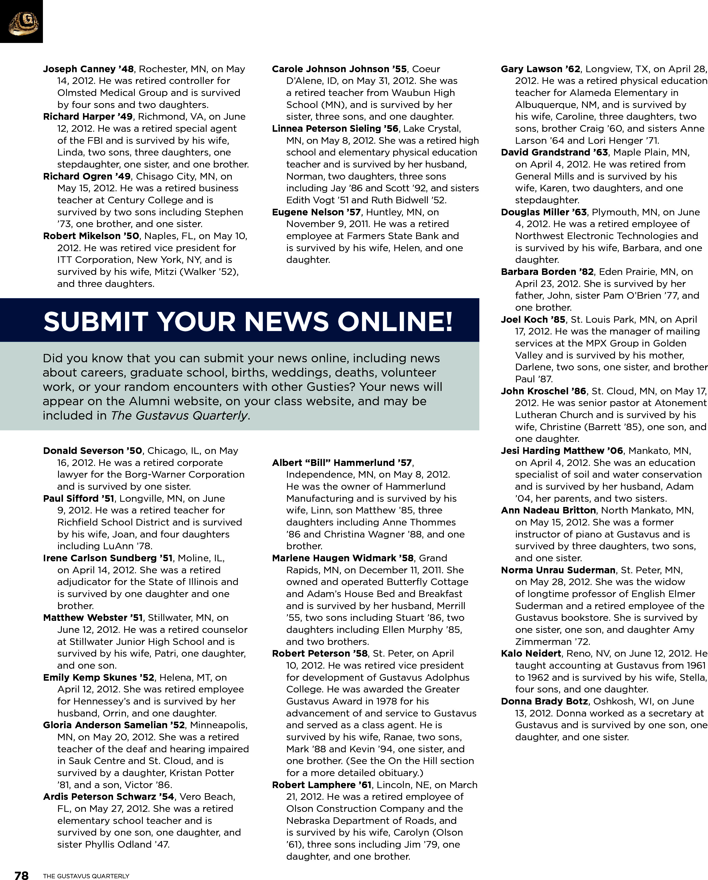 quarterly page