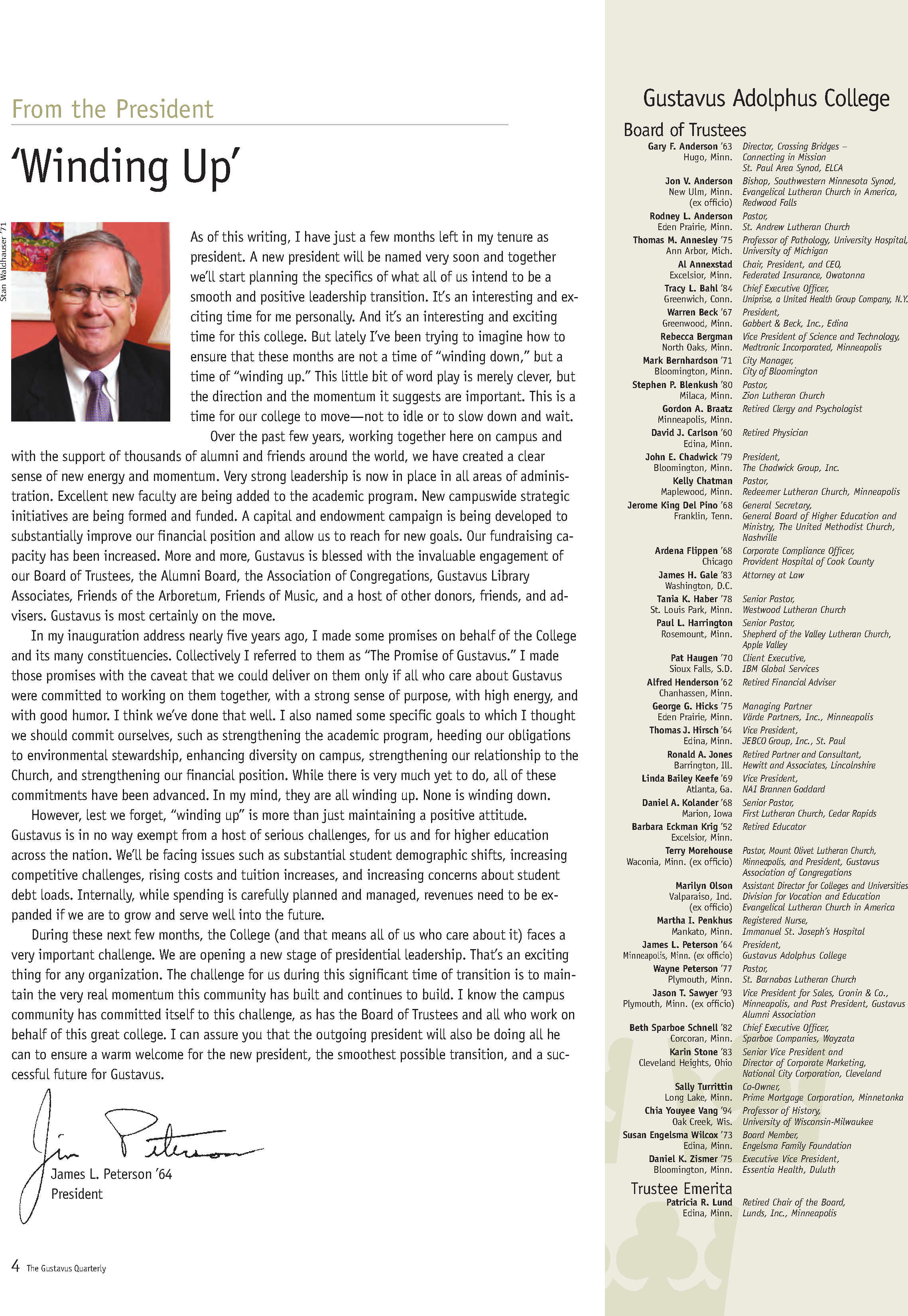 quarterly page