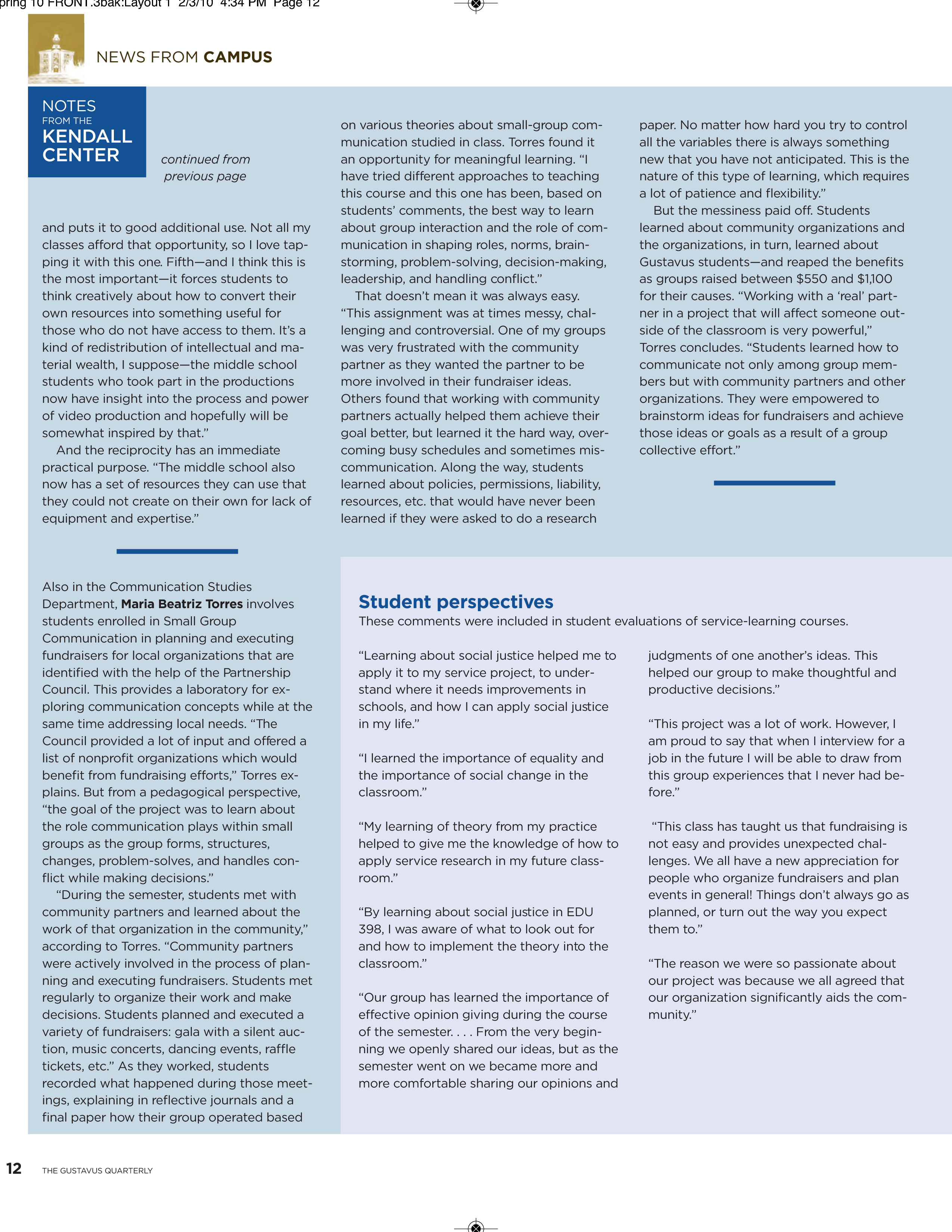 quarterly page