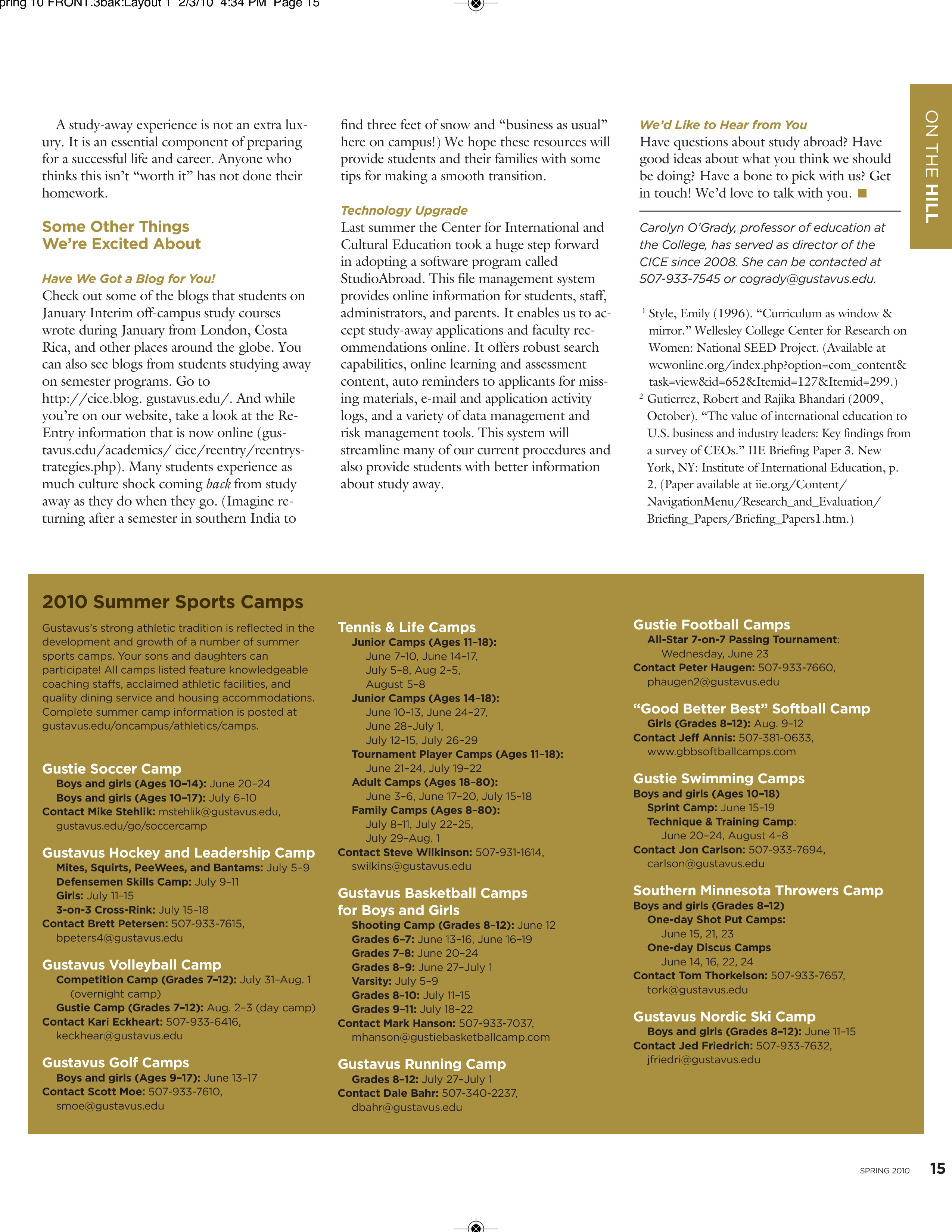 quarterly page