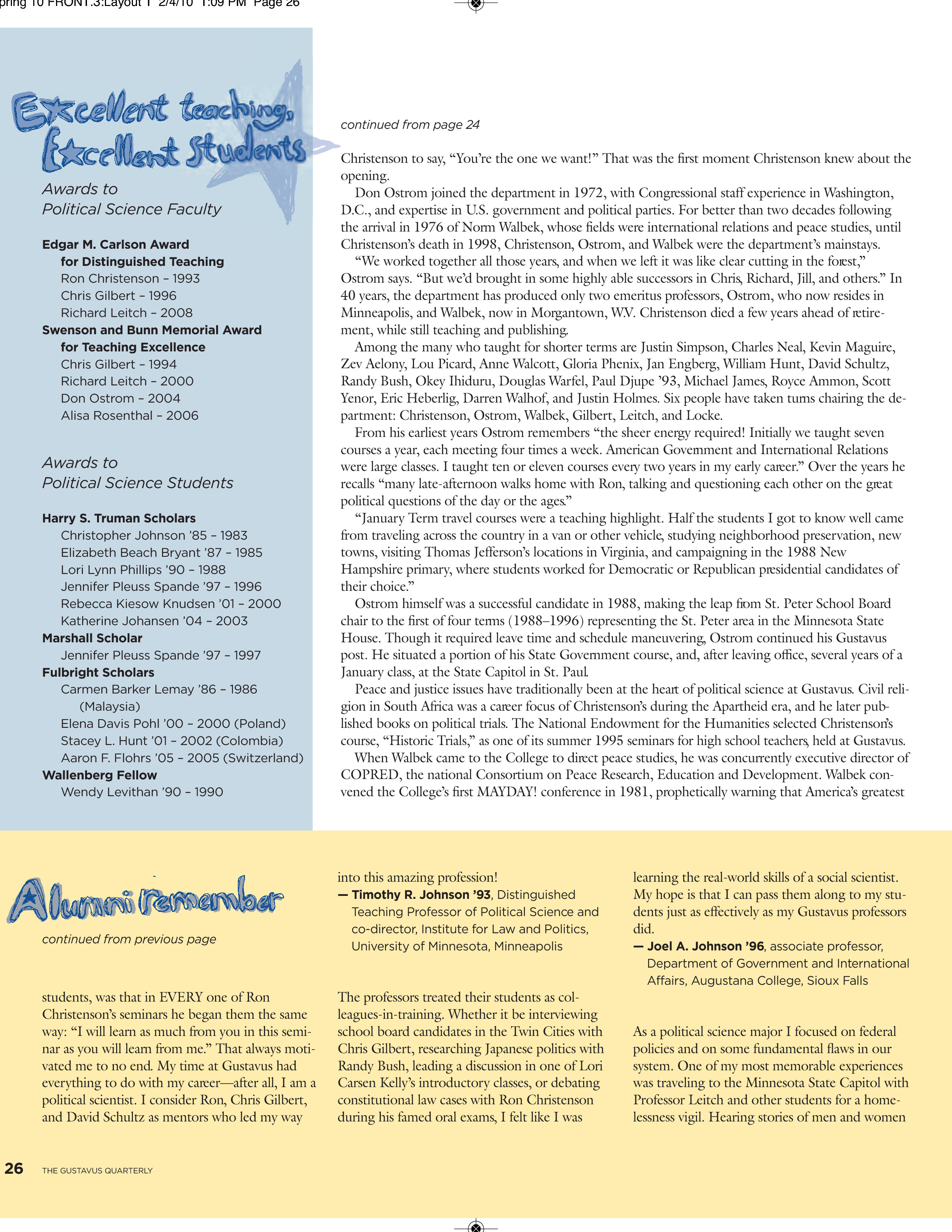 quarterly page