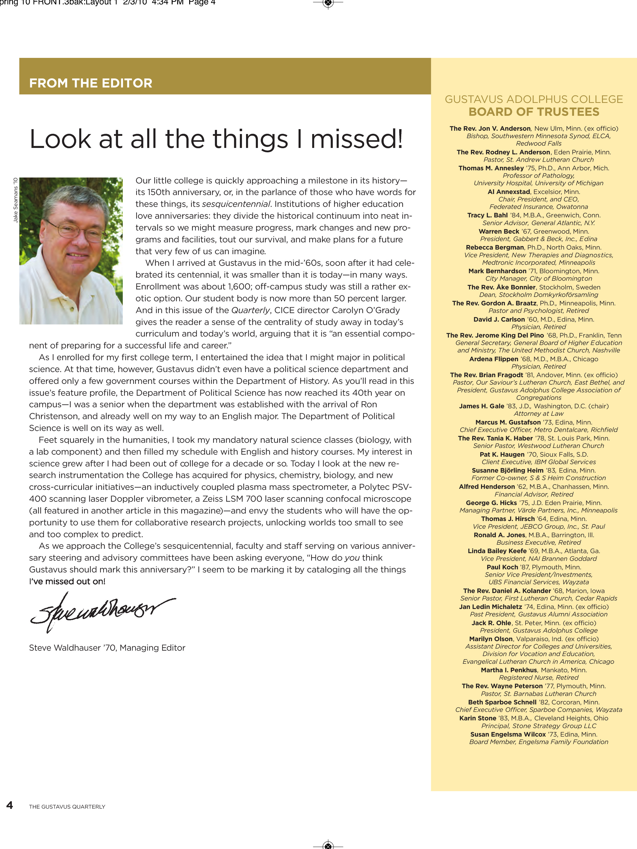 quarterly page