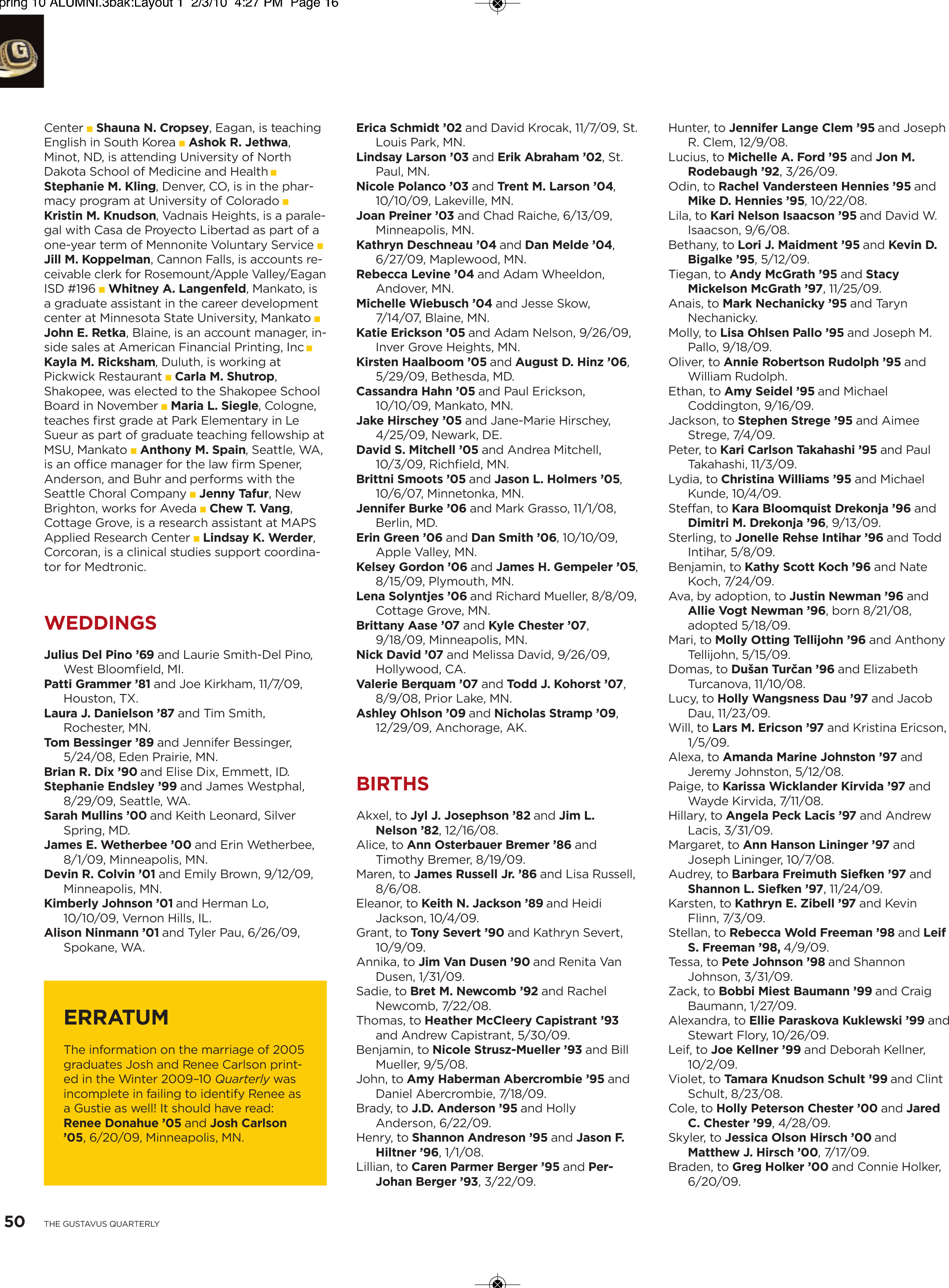 quarterly page