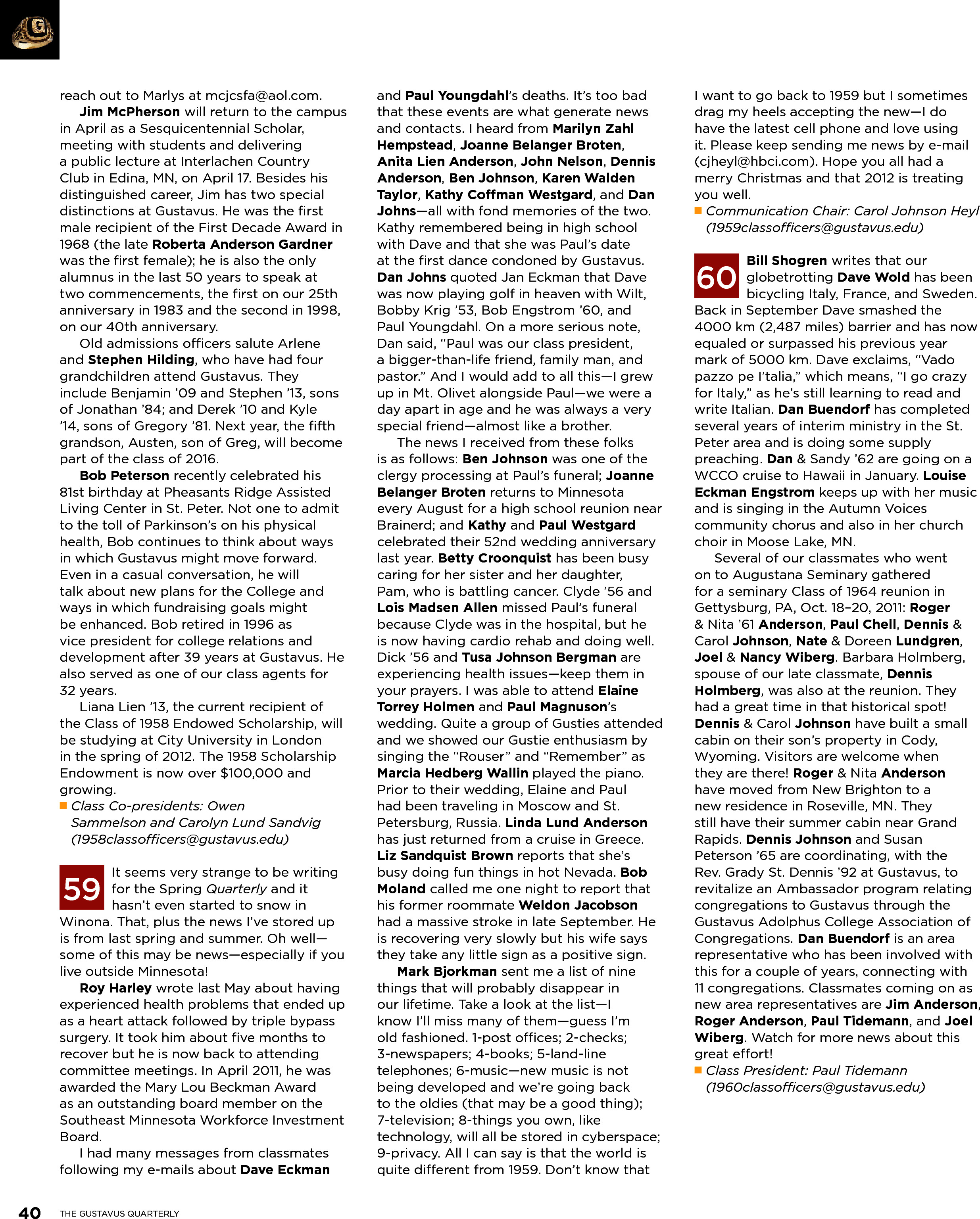 quarterly page