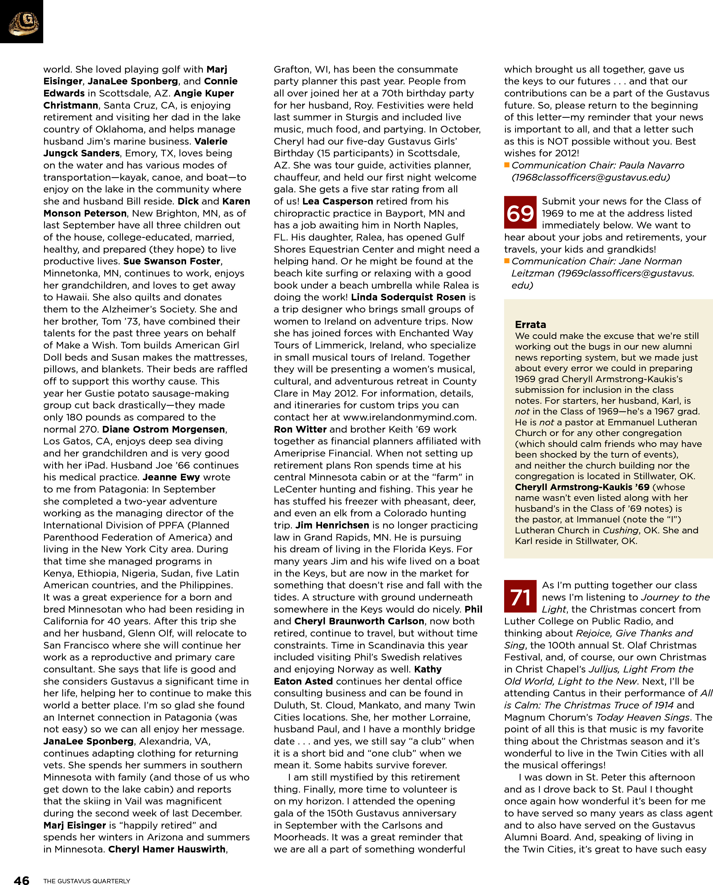 quarterly page