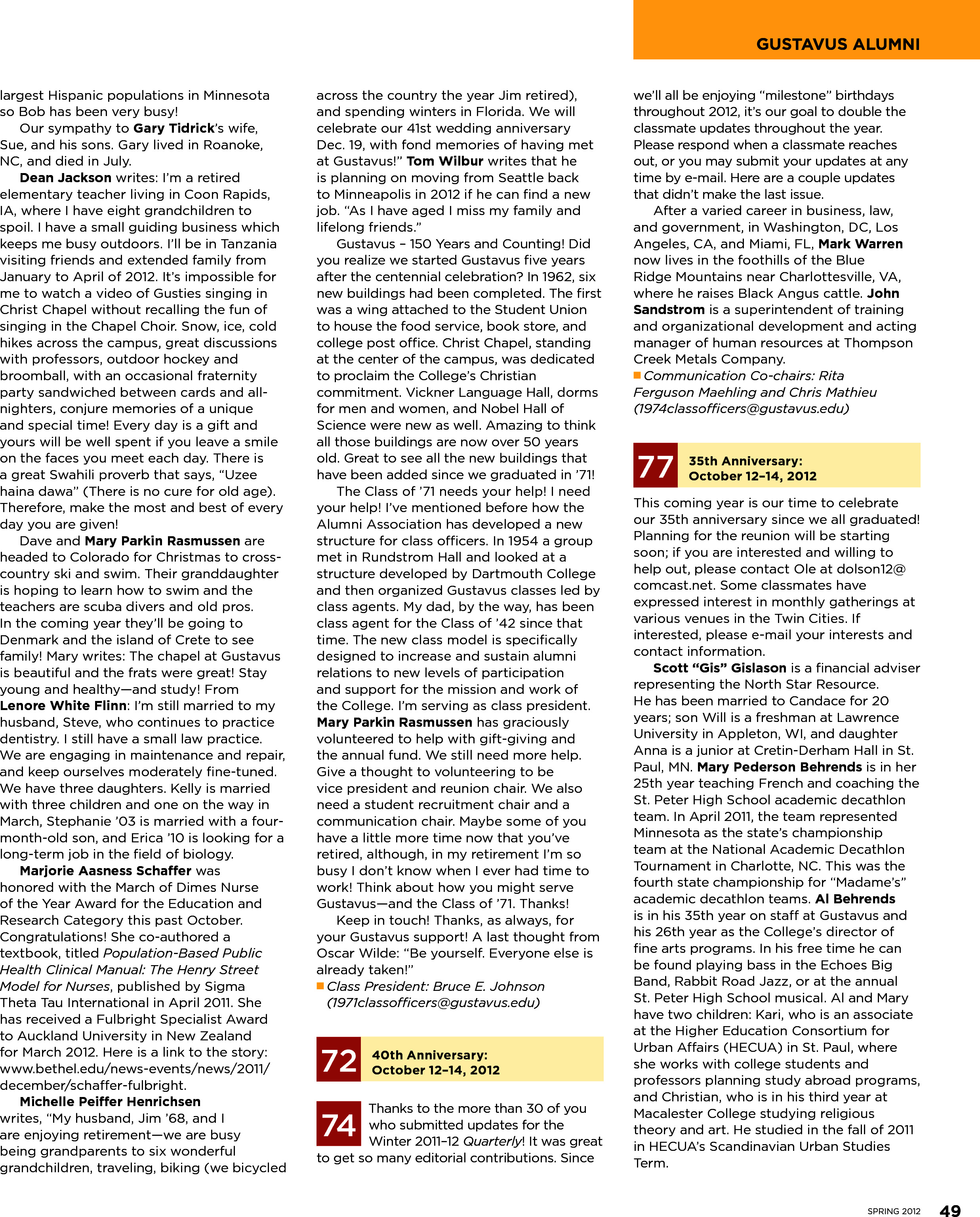 quarterly page