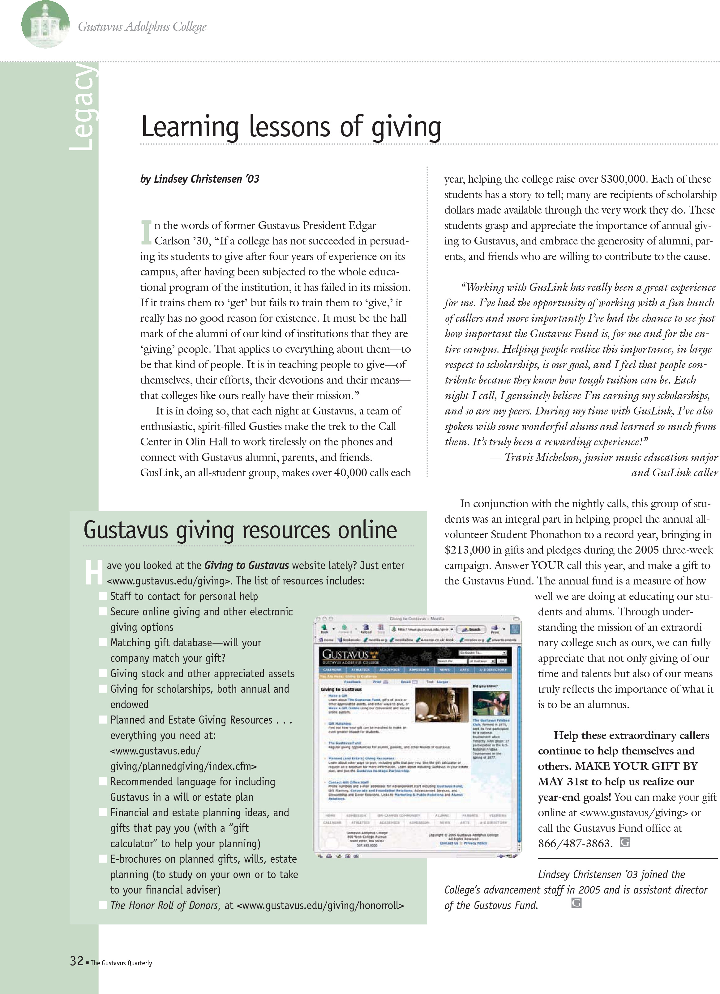 quarterly page
