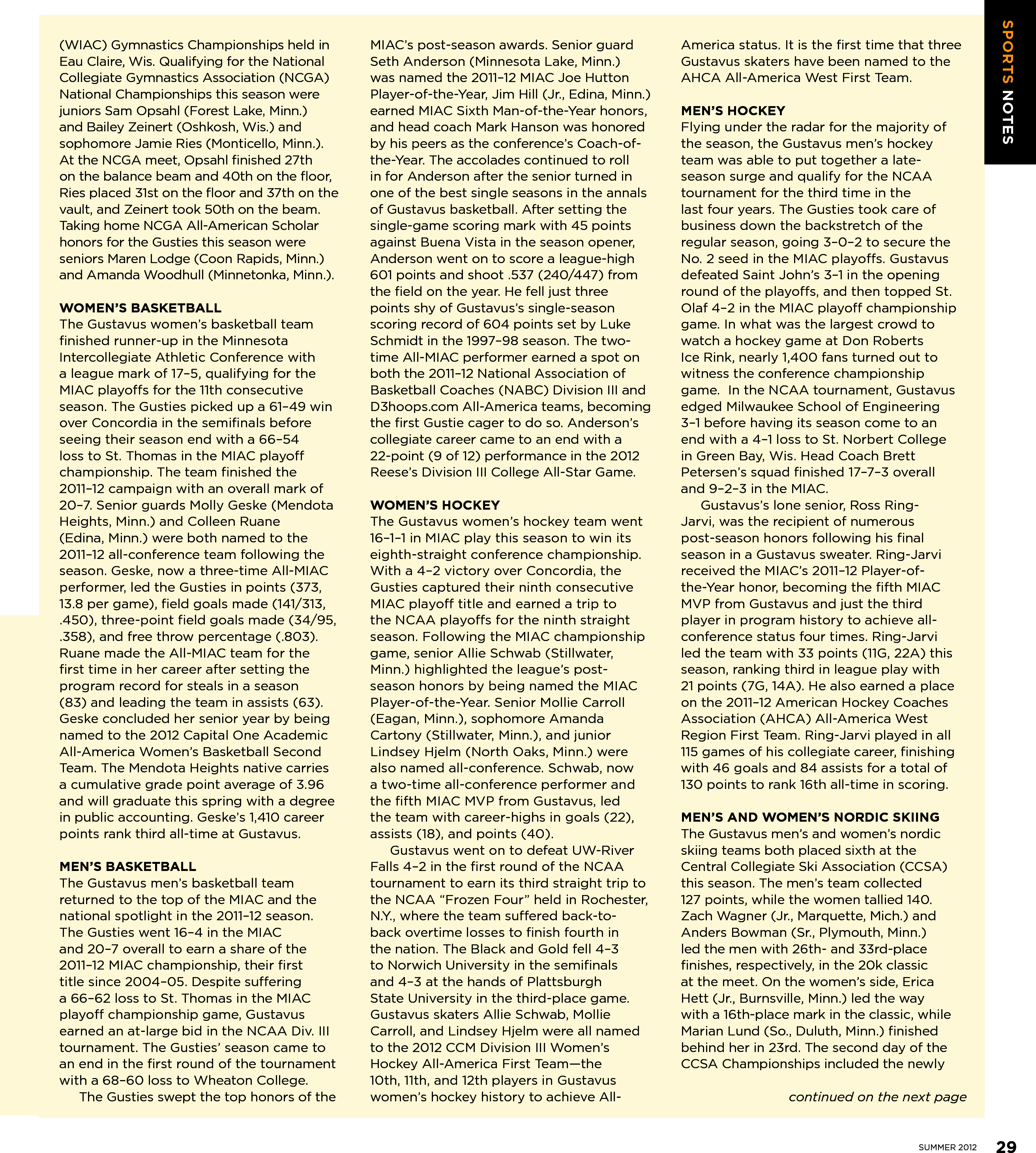 quarterly page