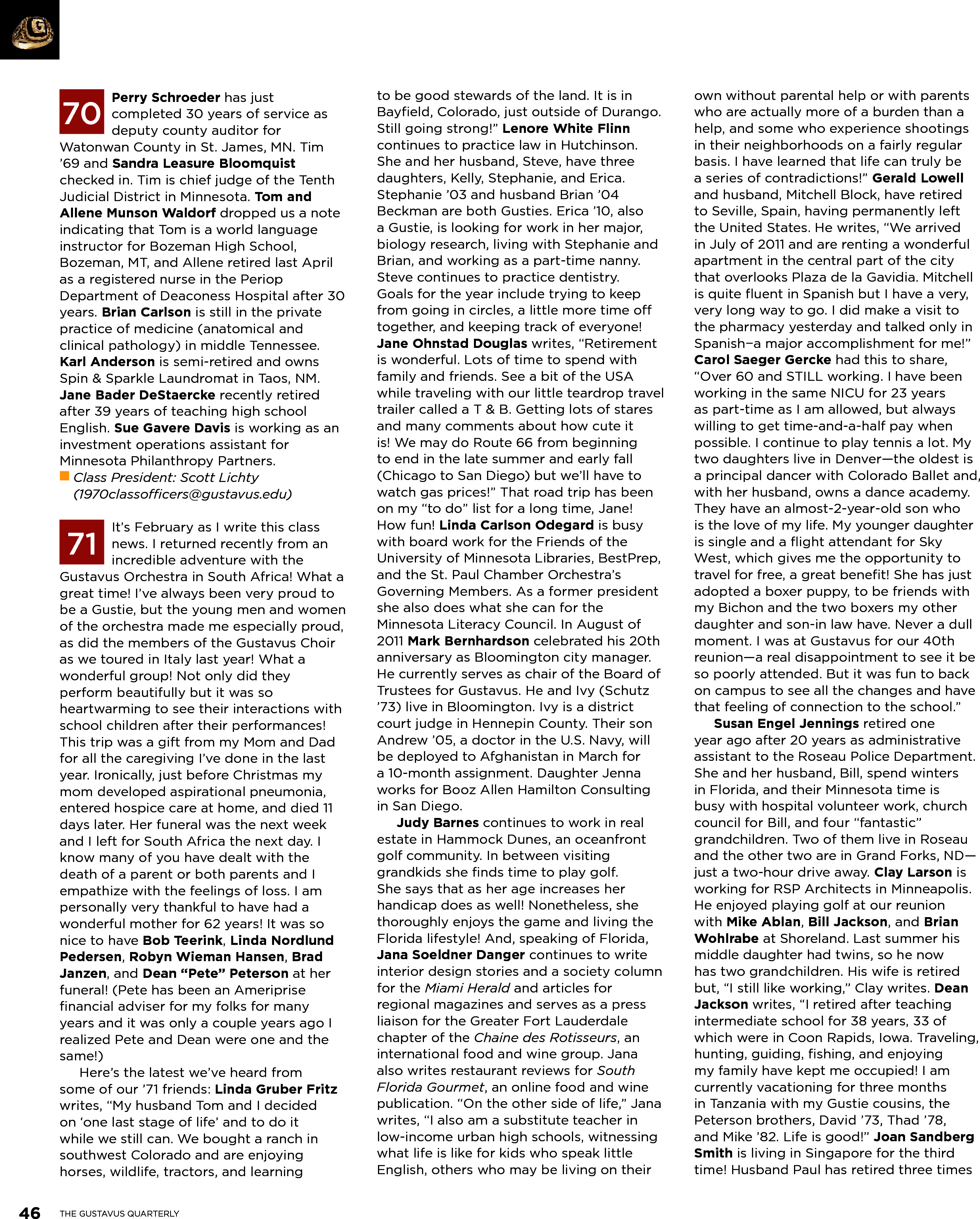 quarterly page