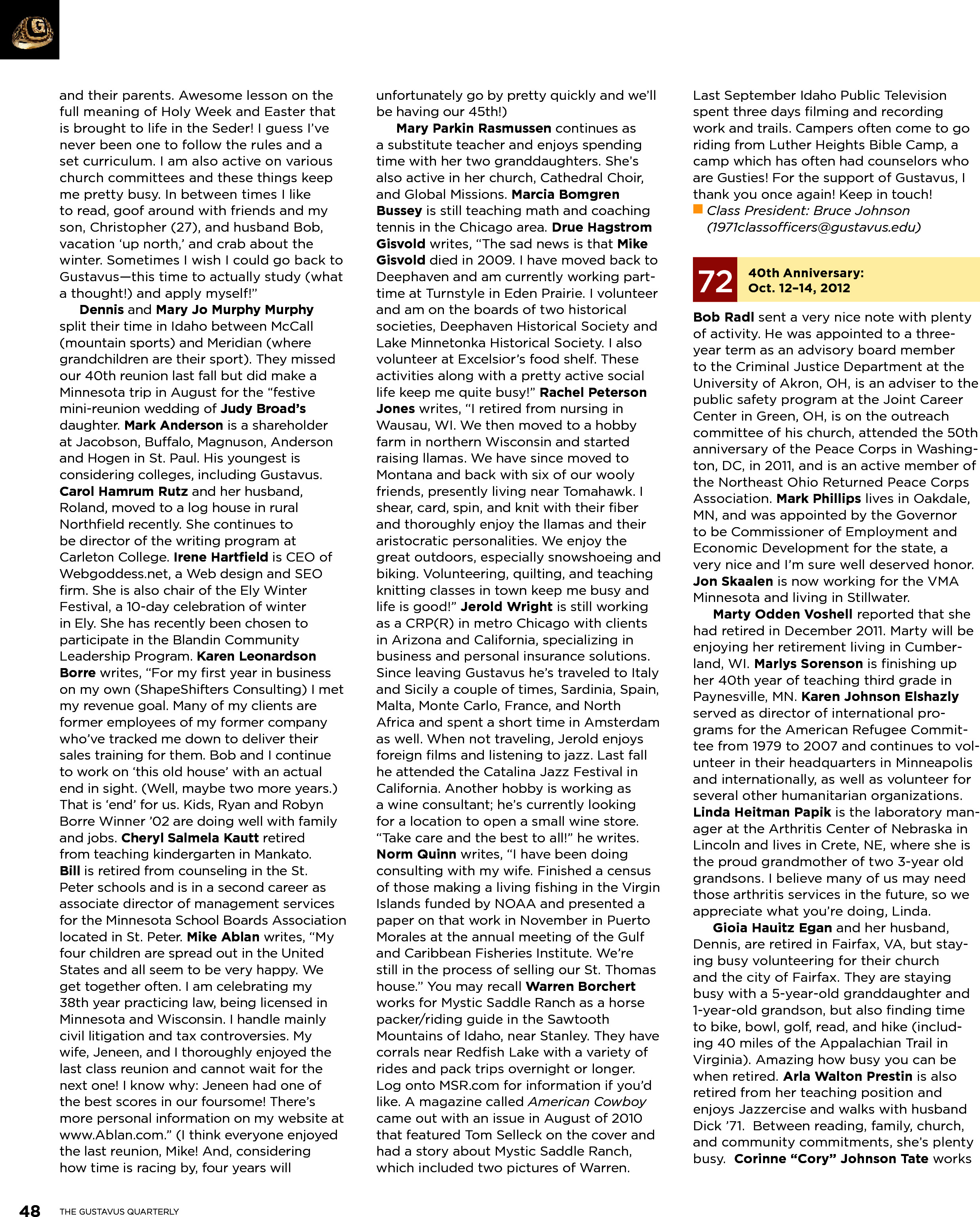 quarterly page