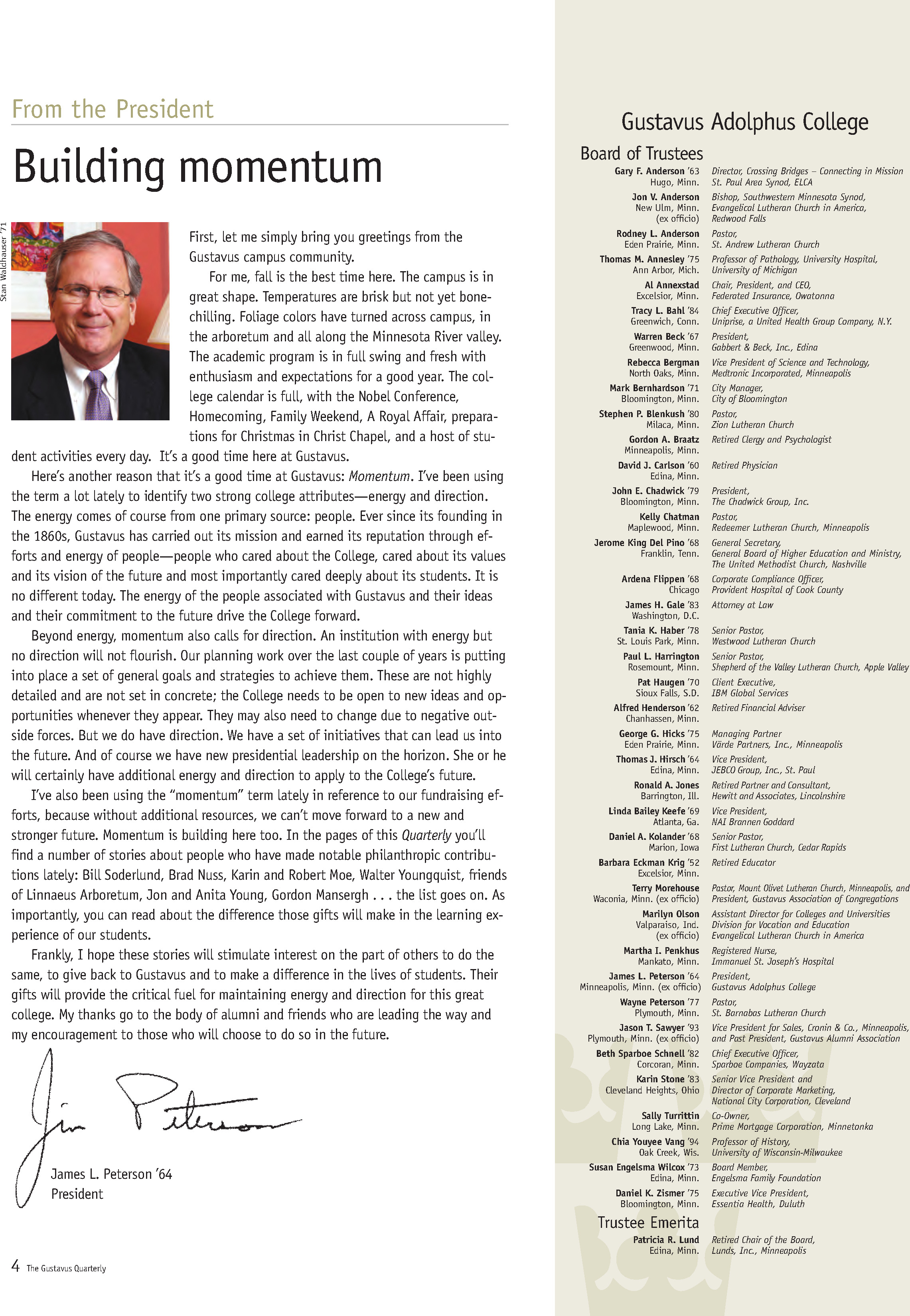 quarterly page