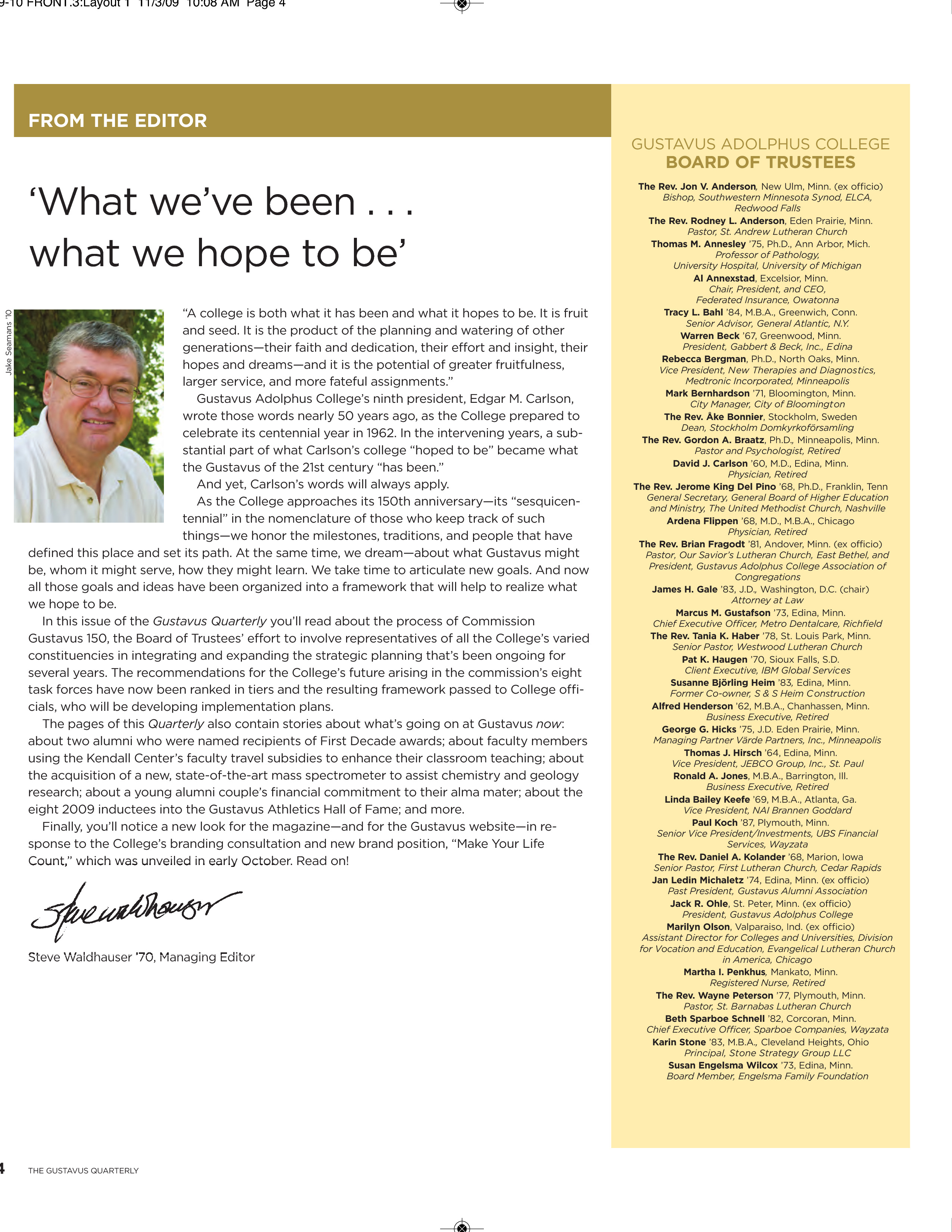 quarterly page
