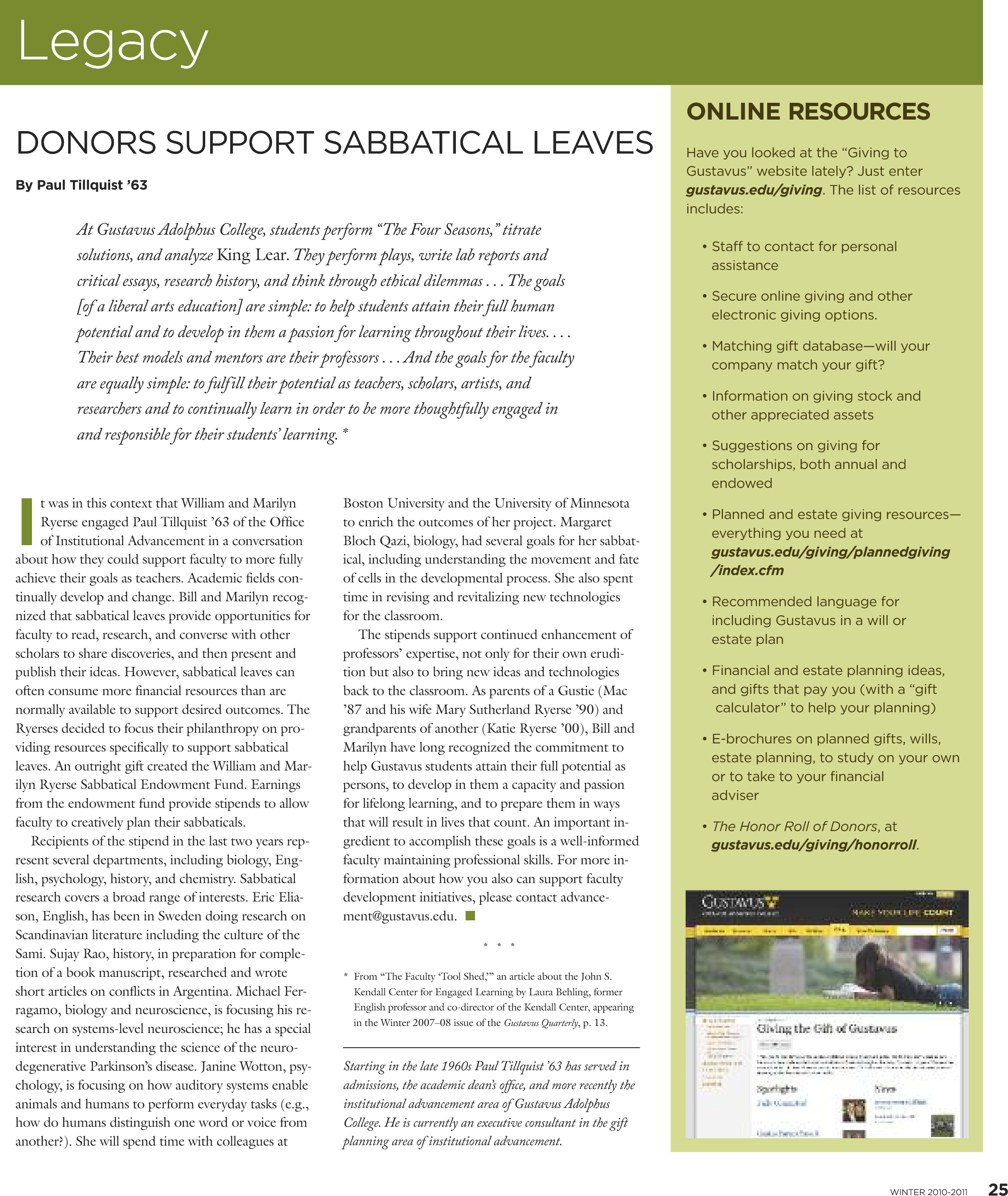 quarterly page